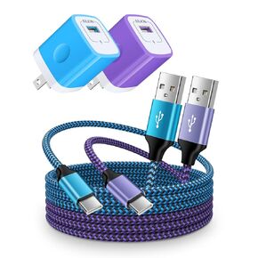 Android Charger, USB C Fast Charging for Google Pixel 9 8 7 Pro 7 6 6a 6Pro 5 5a 4 XL, Samsung Galaxy s24 S23 S22 Ultra S21+ iPhone 16 15 Pro Max, Kindle USBC Power Adapter Block +USBC Cable 3 Ft