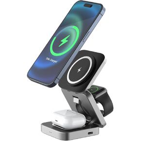 3 in 1 Charging Station for Apple, Fast Mag-Safe Wireless Charger Compatible with iPhone 15 14 13 12 Pro/Max/Plus,iWatch 9/8/7/6/5/4/3/2/SE/Ultra 2, AirPods 3/2/Pro