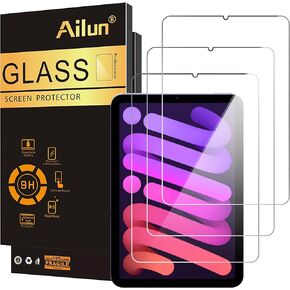 Ailun Screen Protector for iPad Mini [8.3 Inch] [Mini 7 A17 Pro 7th Gen 2024 & Mini 6th Gen 2021 Release] Tempered Glass 2.5D Edge,iPad Mini 7 & 6,Case Friendly [3 Pack]