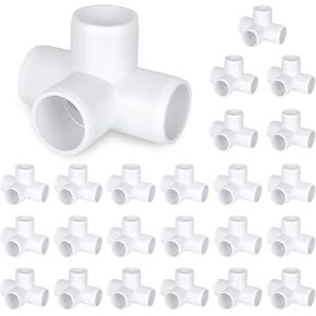 16 PCS 1 Inch PVC Pipe Fittings 4 Way, PVC Fitting Elbow PVC Tee Corner Connector Fitting, PVC Pipe Fitting Connector for Building Furniture Greenhouse Shed Pipe Fittings Tent Connection