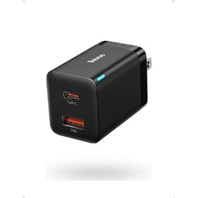 Baseus 30W Dual Port USB C PD Charger Block, Fast Compact with Foldable Plug for iPad Pro/Air/Mini, iPhone 15/15 Pro/15 Pro Max/14/14 Pro/14 Pro /13 Pro/12/SE/11/XR/XS, Samsung, Pixel 6, Black