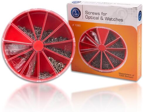 1000 قطعة/المجموعة/مجموعة مسامير مشقوقة مسامير ساعة براغي بصرية مجموعة مسامير مسطحة متقاطعة مع صندوق تخزين in Kuwait