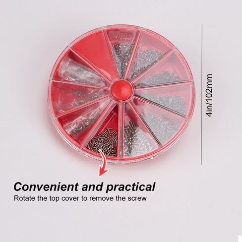 1000 قطعة/المجموعة/مجموعة مسامير مشقوقة مسامير ساعة براغي بصرية مجموعة مسامير مسطحة متقاطعة مع صندوق تخزين in Kuwait