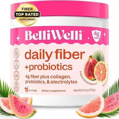 Daily Fiber Supplement Powder with Collagen, Probiotics & Electrolytes | Supports Digestive Health, Gut Balance & Debloating | Watermelon | 16 Servings in Kuwait