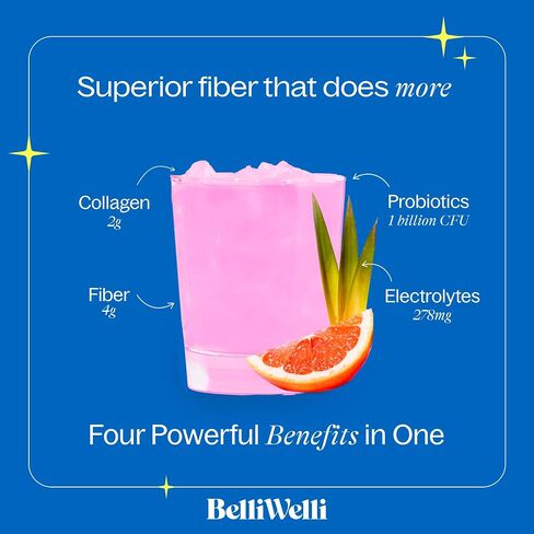 Daily Fiber Supplement Powder with Collagen, Probiotics & Electrolytes | Supports Digestive Health, Gut Balance & Debloating | Watermelon | 16 Servings in Kuwait