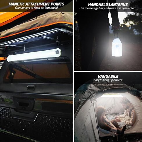Solar Camping Lights Bars 33.5IN/85CM Tent Lights Rechargeable 4000mAh Foldable Inflatable for Outdoor IP66 Waterproof LED Tube Light for Camping, Hiking, Travel and More in Saudi Arabia