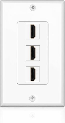 لوحة حائط TNP HDMI (3 منافذ، أبيض) مقبس لوحة وجه HDMI مزود بمنفذ لوحة مقبس يدعم 4K 60 هرتز HDR ARC/eARC Full HD 3D Ethernet عالي السرعة وصلة توصيل f/جهاز العرض والمنزل in Kuwait