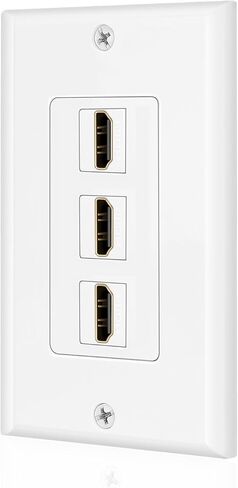 لوحة حائط TNP HDMI (3 منافذ، أبيض) مقبس لوحة وجه HDMI مزود بمنفذ لوحة مقبس يدعم 4K 60 هرتز HDR ARC/eARC Full HD 3D Ethernet عالي السرعة وصلة توصيل f/جهاز العرض والمنزل in Kuwait