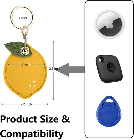 حامل العلامات الذكية العالمي مناسب لـ Tile Mate، AirTag، Galaxy SmartTag، eufy SmartTrack Link، Key Fob، حافظة جلدية لطيفة لتتبع الهواء مع حلقات مفاتيح، (فراولة) in Kuwait
