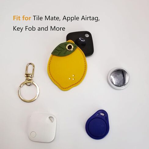 حامل العلامات الذكية العالمي مناسب لـ Tile Mate، AirTag، Galaxy SmartTag، eufy SmartTrack Link، Key Fob، حافظة جلدية لطيفة لتتبع الهواء مع حلقات مفاتيح، (فراولة) in Kuwait
