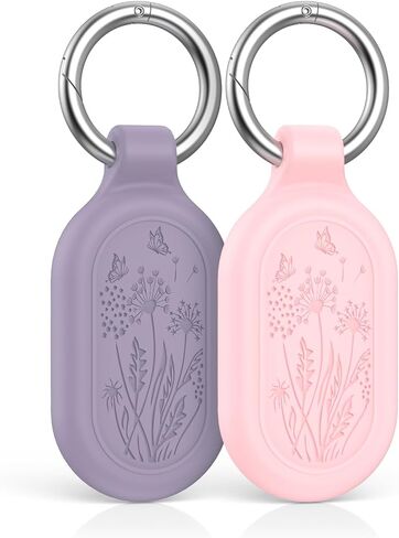 2 Pack for Galaxy SmartTag2 Case, TUDIOW Waterproof Full Protective Silicone Case Anti-Lost Scratch Resistant Protective Cover for Smart tag2 for Keys Pets Luggage Wallet (Pink+Purple) in Kuwait