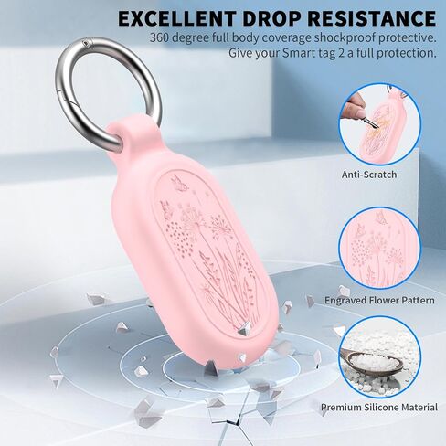 2 Pack for Galaxy SmartTag2 Case, TUDIOW Waterproof Full Protective Silicone Case Anti-Lost Scratch Resistant Protective Cover for Smart tag2 for Keys Pets Luggage Wallet (Pink+Purple) in Kuwait