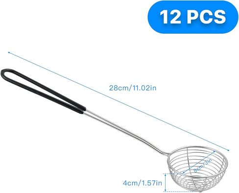 12 Pieces Hot Pot Strainer Scoops, 2.5 Inch Stainless Steel Spider Strainer Skimmer, Hot Pot Ladle with Insulated Handle for Kitchen Cooking Frying Food in Saudi Arabia