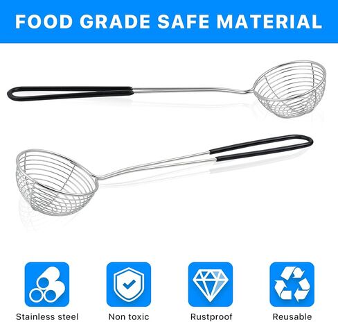 12 Pieces Hot Pot Strainer Scoops, 2.5 Inch Stainless Steel Spider Strainer Skimmer, Hot Pot Ladle with Insulated Handle for Kitchen Cooking Frying Food in Saudi Arabia