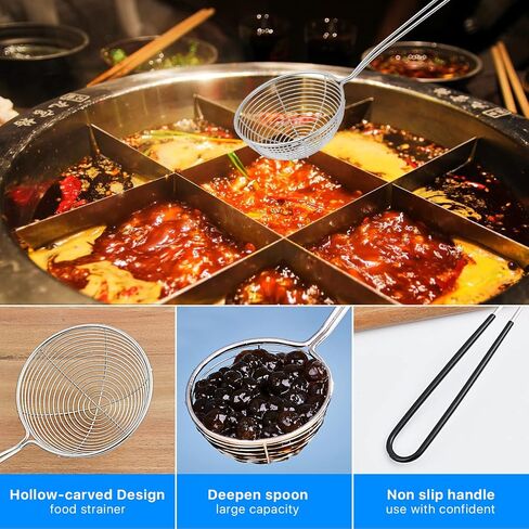 12 Pieces Hot Pot Strainer Scoops, 2.5 Inch Stainless Steel Spider Strainer Skimmer, Hot Pot Ladle with Insulated Handle for Kitchen Cooking Frying Food in Saudi Arabia