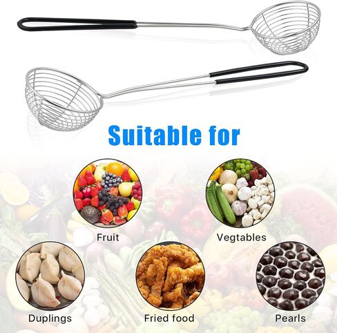 12 Pieces Hot Pot Strainer Scoops, 2.5 Inch Stainless Steel Spider Strainer Skimmer, Hot Pot Ladle with Insulated Handle for Kitchen Cooking Frying Food in Saudi Arabia