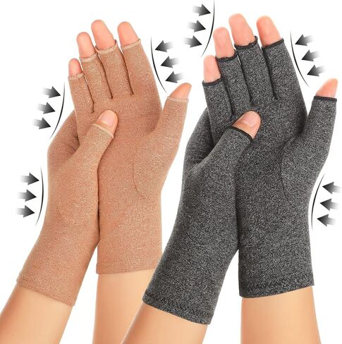 2 Pairs Arthritis Compression Gloves for Women Men, Carpal Tunnel Pain Relief, Fingerless for Typing Both Hands in Saudi Arabia