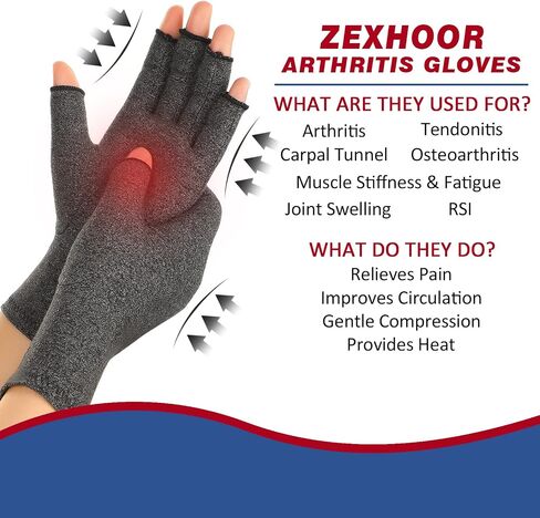 2 Pairs Arthritis Compression Gloves for Women Men, Carpal Tunnel Pain Relief, Fingerless for Typing Both Hands in Saudi Arabia