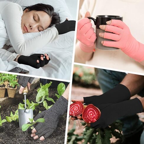 2 Pairs Arthritis Compression Gloves for Women Men, Carpal Tunnel Pain Relief, Fingerless for Typing Both Hands in Saudi Arabia