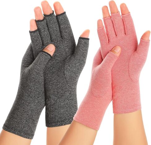 2 Pairs Arthritis Compression Gloves for Women Men, Carpal Tunnel Pain Relief, Fingerless for Typing Both Hands in Saudi Arabia