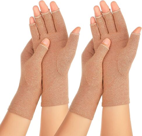 2 Pairs Arthritis Compression Gloves for Women Men, Carpal Tunnel Pain Relief, Fingerless for Typing Both Hands in Saudi Arabia