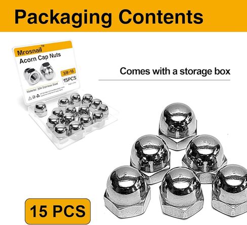 10-24 Acorn Nuts Kit - 28PCS, 304 Stainless Steel, Metric Hex Cap Nut Assortment, Dome Head for Indoor & Outdoor Use in Kuwait