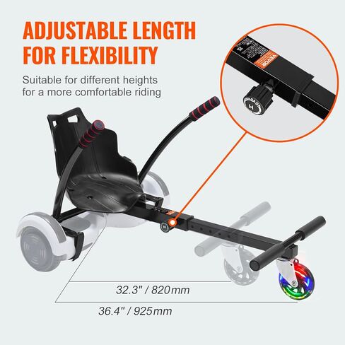 VEVOR Hoverboard Seat Attachment, Compatible with All 6.5" 8" 8.5" 10" Hoverboards, 220 LBS Load Capacity, Hover Board Go Karts Accessory, for Kids ，Adults in Saudi Arabia