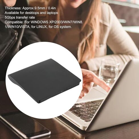 GOWENIC External DVD Drive Enclosure, USB 3.0 Portable SATA External DVD Player Optical Drive Enclosure for Laptop Desktop, Ultra Slim 9.5mm Disc Enclosure(black) in Saudi Arabia