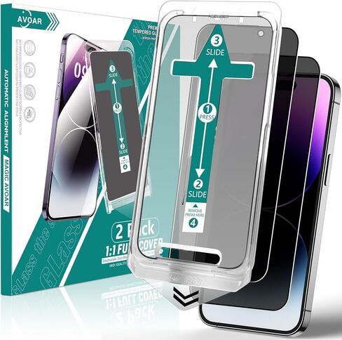 2 Pack Privacy Screen Protector for iPhone 14 Plus/13 Pro Max, [Auto-Alignment Kit] 6.7 Inch Tempered Full Screen Glass, Auto Dust-Elimination Installation, Anti-Spy, Bubble Free, Case Friendly in Kuwait