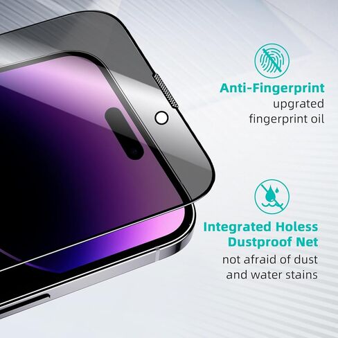 2 Pack Privacy Screen Protector for iPhone 14 Plus/13 Pro Max, [Auto-Alignment Kit] 6.7 Inch Tempered Full Screen Glass, Auto Dust-Elimination Installation, Anti-Spy, Bubble Free, Case Friendly in Kuwait