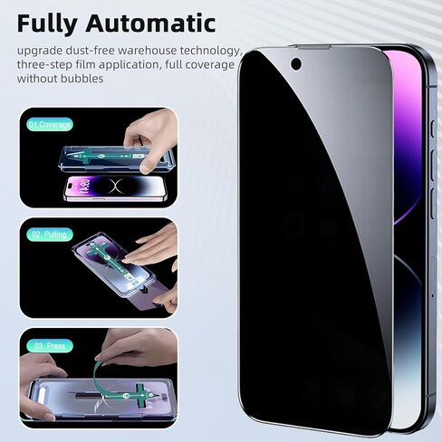 2 Pack Privacy Screen Protector for iPhone 14 Plus/13 Pro Max, [Auto-Alignment Kit] 6.7 Inch Tempered Full Screen Glass, Auto Dust-Elimination Installation, Anti-Spy, Bubble Free, Case Friendly in Kuwait