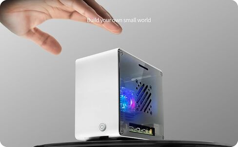 ElectroCookie Raspberry Pi 5 Case, Aluminum Mini Tower Case with M.2 NVMe SSD PCIe HAT and Active RGB Lighting Cooler (Silver) in Kuwait