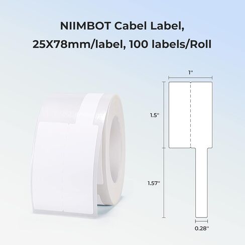 NIIMBOT B1 Label Tape B21 Self-Adhesive Labeling Tape 0.98'' x 3.07'' (25x78mm) Cable Label Paper NIIMBOT B21 Labels 100 Labels/Roll, White in Saudi Arabia