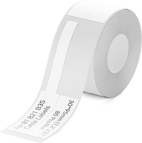 NIIMBOT B1 Label Tape B21 Self-Adhesive Labeling Tape 0.98'' x 3.07'' (25x78mm) Cable Label Paper NIIMBOT B21 Labels 100 Labels/Roll, White in Saudi Arabia