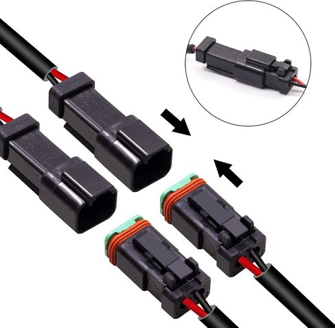 2 Set Deutsch DT Male Female Wiring Harness DTP 2 Pin Male Female Socket Adapter Electrical Wire Replacement Connectors with Pigtail Wire for Car Led Fog Lights Driving Lights Work Light Bar in Kuwait