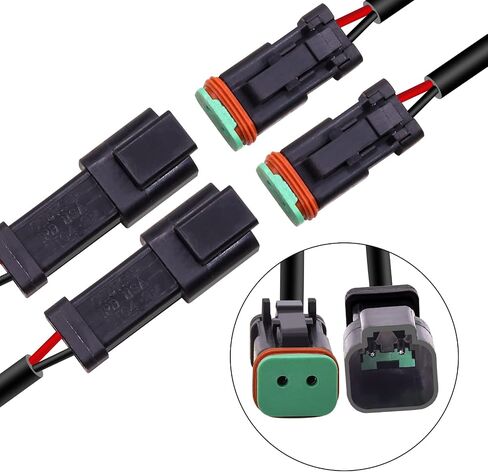 2 Set Deutsch DT Male Female Wiring Harness DTP 2 Pin Male Female Socket Adapter Electrical Wire Replacement Connectors with Pigtail Wire for Car Led Fog Lights Driving Lights Work Light Bar in Kuwait