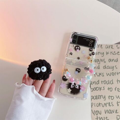 حافظة بحزام للفتيات لهاتف Galaxy Z Flip 6 مع نجوم وتصميم لطيف، حافظة معصم نسائية جميلة لهاتف Samsung Galaxy Z Flip 6 Kawaii Cartoon Soot، حافظة حماية بمفصلات جرلي لهاتف Z Flip 6 شفافة in Kuwait