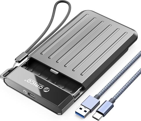حاوية محرك الأقراص الصلبة ORICO مقاس 2.5 بوصة، حاوية محرك الأقراص الصلبة USB C 3.2 Gen 2 إلى SATA 3.0 بسرعة 6 جيجابت في الثانية مع كابل USB C مطور لـ WD Seagate Toshiba Samsung SSD HDD أثناء سفر الأعمال، رمادي [M25C3] in Saudi Arabia