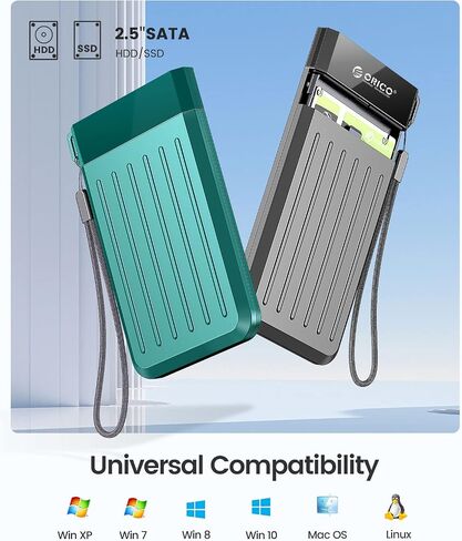 حاوية محرك الأقراص الصلبة ORICO مقاس 2.5 بوصة، حاوية محرك الأقراص الصلبة USB C 3.2 Gen 2 إلى SATA 3.0 بسرعة 6 جيجابت في الثانية مع كابل USB C مطور لـ WD Seagate Toshiba Samsung SSD HDD أثناء سفر الأعمال، رمادي [M25C3] in Saudi Arabia