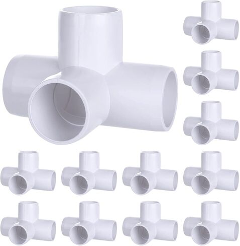 16 PCS 1 Inch PVC Pipe Fittings 4 Way, PVC Fitting Elbow PVC Tee Corner Connector Fitting, PVC Pipe Fitting Connector for Building Furniture Greenhouse Shed Pipe Fittings Tent Connection in Kuwait