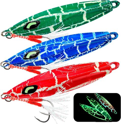 Fishing Jigs Vertical Saltwater Jigs Vertical Jigging Spoon Fishing Tuna Lures Boat Fishing Artificial Lures for Tuna, Grouper, Dogtooth, Snapper, Bass, Salmon/60g, 80g,120g in Kuwait