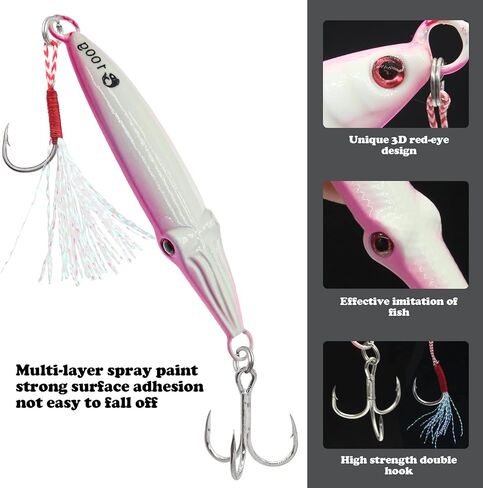 Fishing Jigs Vertical Saltwater Jigs Vertical Jigging Spoon Fishing Tuna Lures Boat Fishing Artificial Lures for Tuna, Grouper, Dogtooth, Snapper, Bass, Salmon/60g, 80g,120g in Kuwait