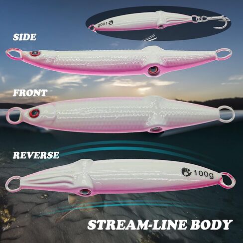 Fishing Jigs Vertical Saltwater Jigs Vertical Jigging Spoon Fishing Tuna Lures Boat Fishing Artificial Lures for Tuna, Grouper, Dogtooth, Snapper, Bass, Salmon/60g, 80g,120g in Kuwait