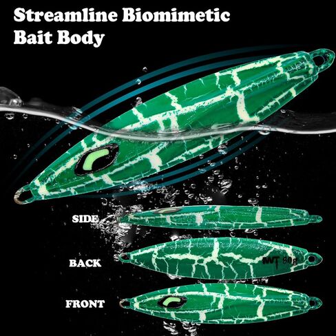 Fishing Jigs Vertical Saltwater Jigs Vertical Jigging Spoon Fishing Tuna Lures Boat Fishing Artificial Lures for Tuna, Grouper, Dogtooth, Snapper, Bass, Salmon/60g, 80g,120g in Kuwait
