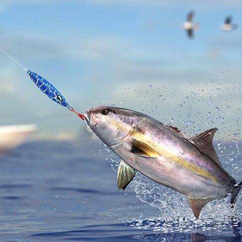 Fishing Jigs Vertical Saltwater Jigs Vertical Jigging Spoon Fishing Tuna Lures Boat Fishing Artificial Lures for Tuna, Grouper, Dogtooth, Snapper, Bass, Salmon/60g, 80g,120g in Kuwait