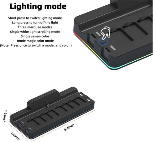 Switch TV Docking Station with Joycon Charger, Replacement for Nintendo Switch TV Dock with 4K HDMI, Switch Base with Switch Controller Charger & Games Organizer Station and Mood Light Flash in Saudi Arabia