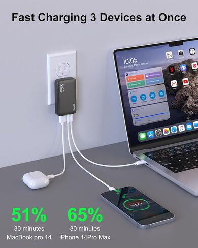 3-Port Flat USB C Wall Charger, 30W Max Type-C Fast Charging Block in Saudi Arabia