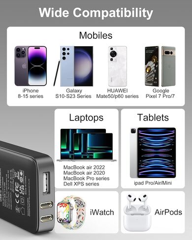 3-Port Flat USB C Wall Charger, 30W Max Type-C Fast Charging Block in Saudi Arabia