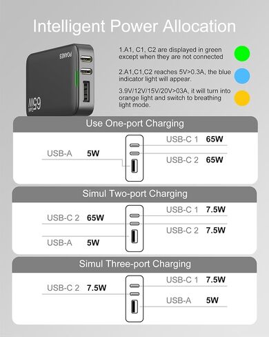 3-Port Flat USB C Wall Charger, 30W Max Type-C Fast Charging Block in Saudi Arabia