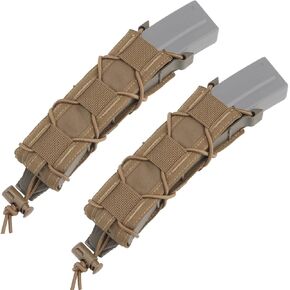 Tactical Open Top 9mm Single Magazine Pouch,SMG PALS Malice Clip MP5 MP7 Mag Pouch Holster Belt Mount (Pack of 2)